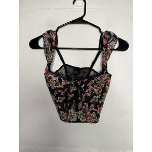 NEW VICTORIA'S SECRET DREAM ANGELS BLACK FLORAL BRA TOP BUSTIER CORSET SZ 32B